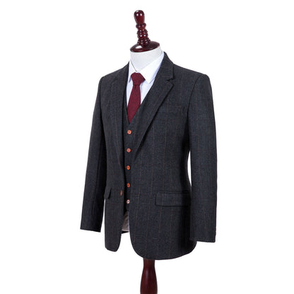 Dark Grey Estate Herringbone Tweed Suit