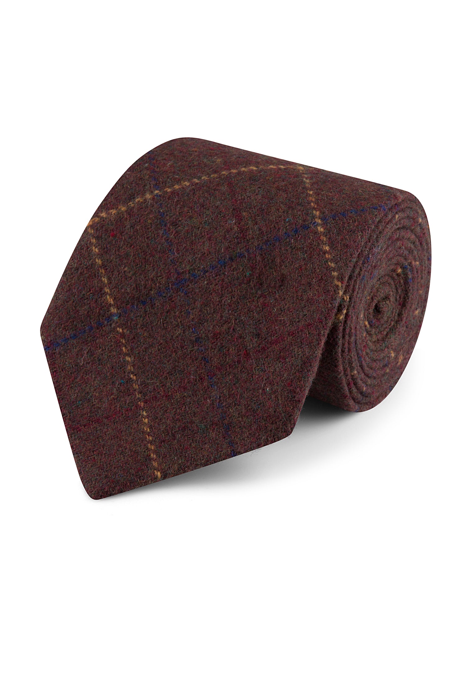 Brown Overcheck Twill Tweed Tie