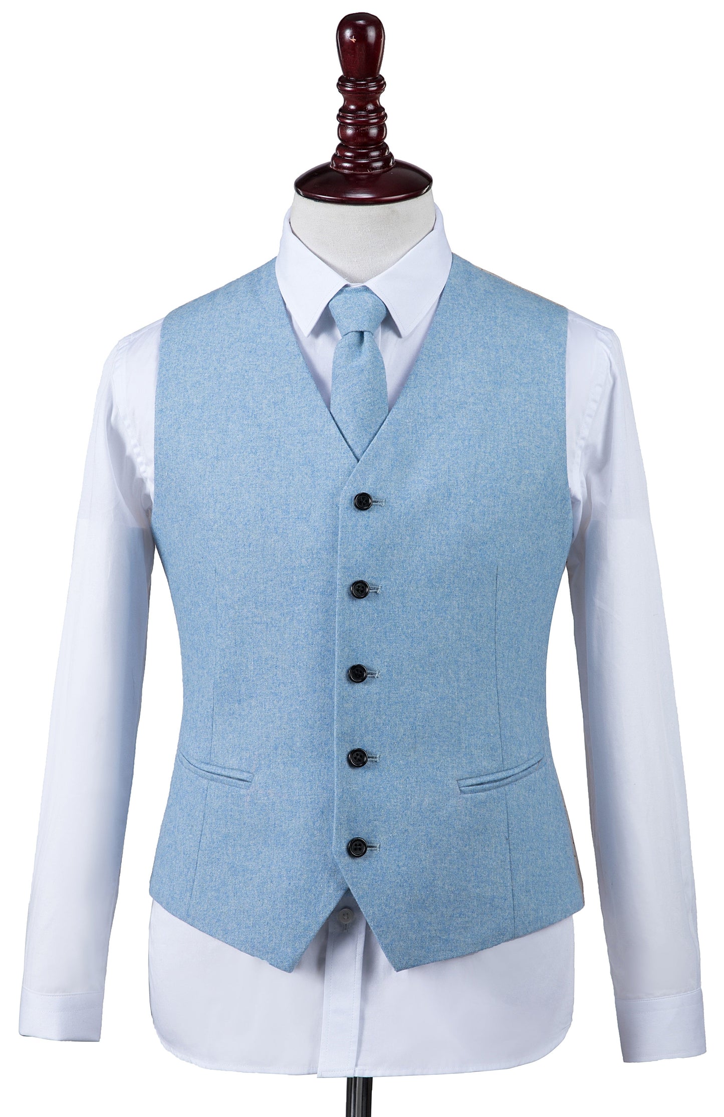 Light Blue Twill Tweed Waistcoat