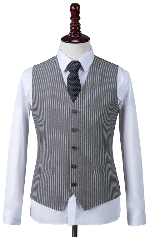 Grey Pinstripe Linen Waistcoat