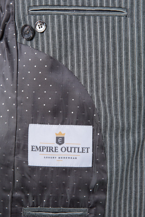 Grey Pinstripe Linen Jacket