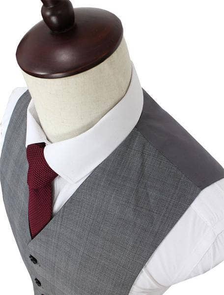 Grey Prince of Wales Check Worsted Wool Waistcoat