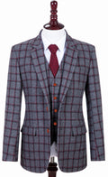 Grey Red Windowpane Tweed Jacket