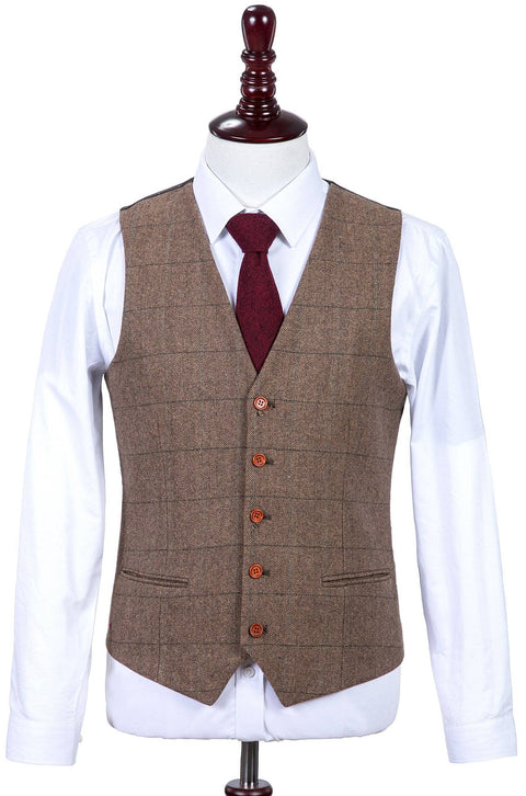Traditional Brown Estate Herringbone Tweed Waistcoat
