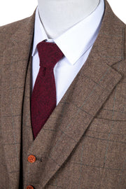 Traditional Brown Estate Herringbone Tweed 3 Piece Suit