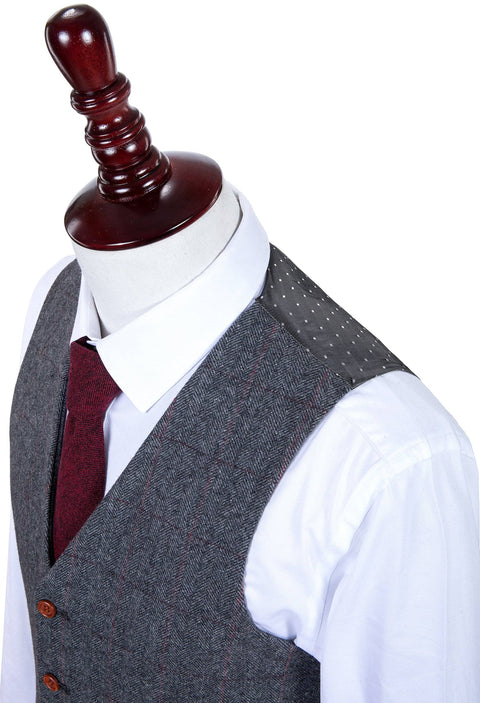 Traditional Grey Estate Herringbone Tweed 3 Piece Suit