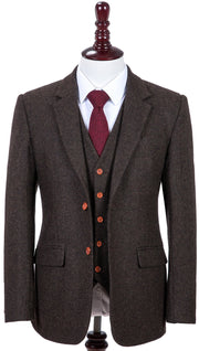 Dark Brown Herringbone Tweed Jacket