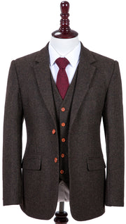 Dark Brown Herringbone Tweed Fabric Sample