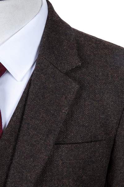 Dark Brown Herringbone Tweed Tie