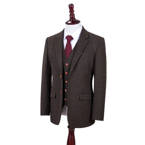 Dark Brown Herringbone Tweed Jacket