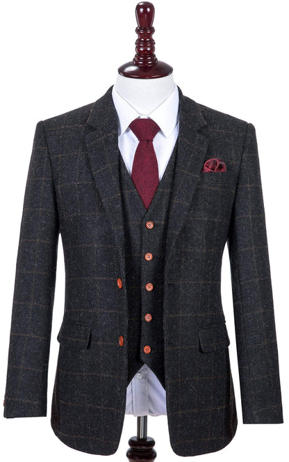 Grey Windowpane Tweed Jacket