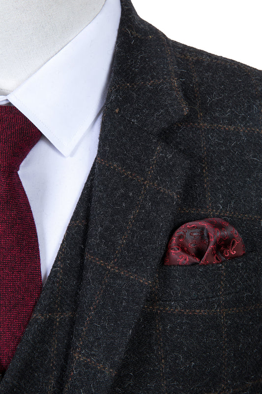 Grey Windowpane Tweed Tie