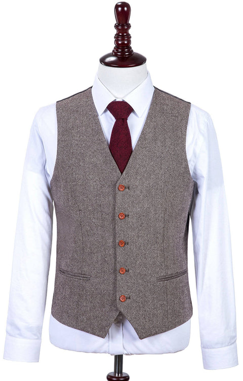 Classic Brown Barleycorn Tweed Waistcoat