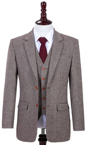 Classic Brown Barleycorn Tweed 3 Piece Suit