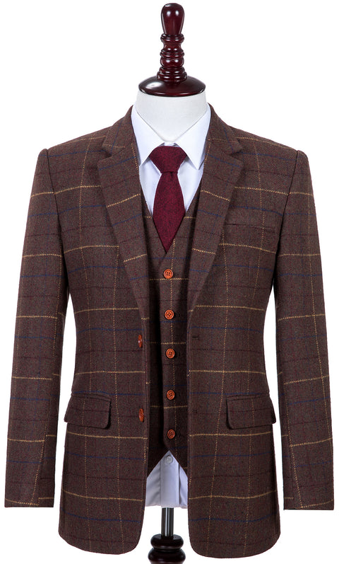 Brown Overcheck Twill Tweed Fabric Sample