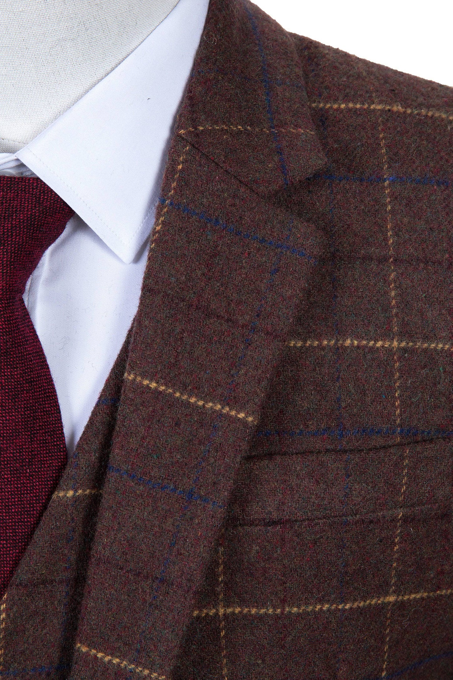 Brown Overcheck Twill Tweed Suit