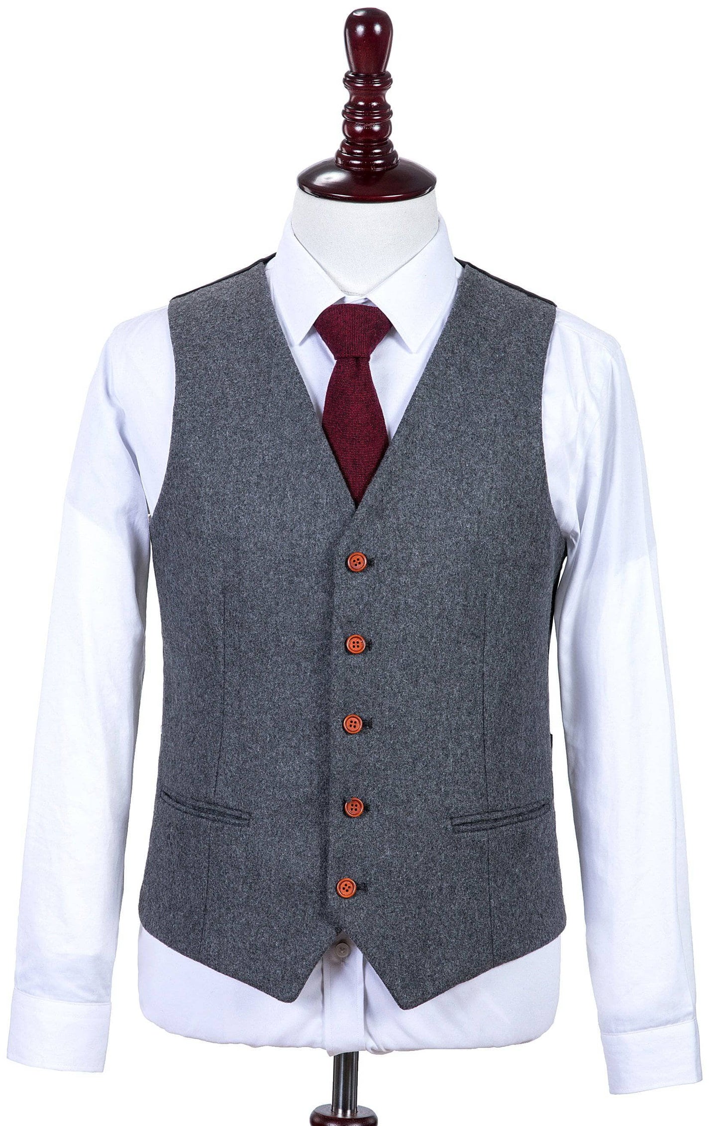 Grey Twill Tweed Waistcoat