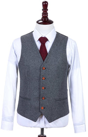 Grey Twill Tweed Waistcoat