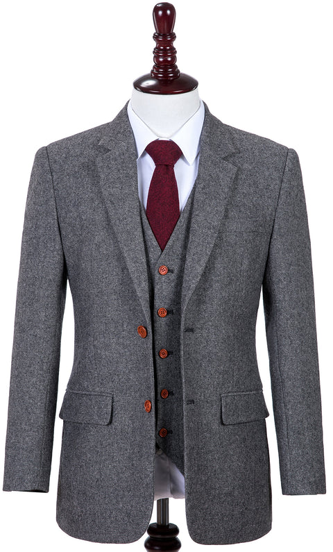 Classic Grey Barleycorn Tweed Fabric Sample