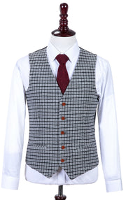 Grey Houndstooth Tweed 3 Piece Suit