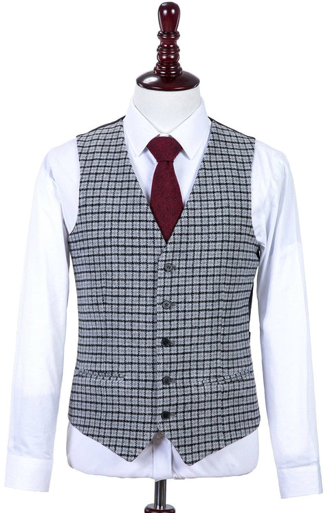 Grey Houndstooth Tweed Waistcoat