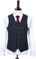Charcoal Grey Herringbone Tweed Waistcoat