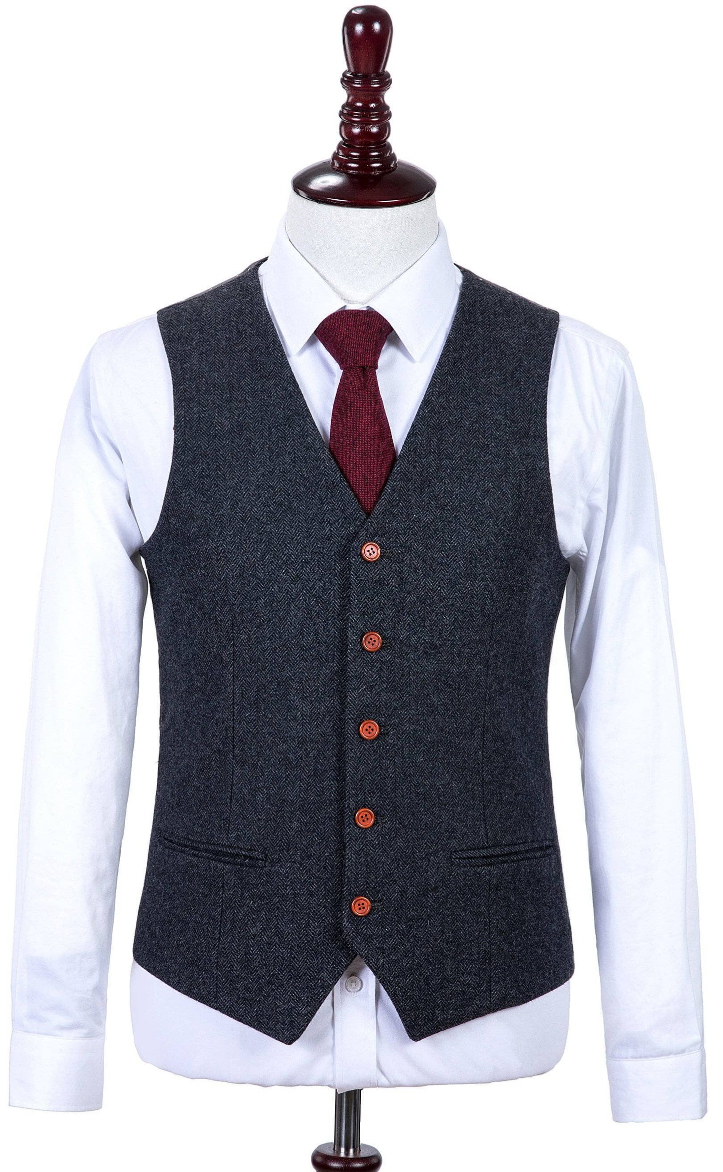 Charcoal Grey Herringbone Tweed Suit