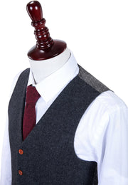 Charcoal Grey Herringbone Tweed 3 Piece Suit