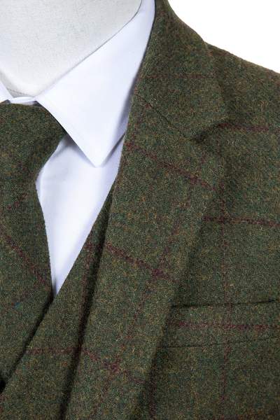 Olive Green Windowpane Tweed Tie