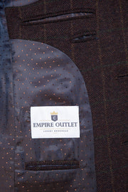 Dark Brown Green Windowpane Tweed Jacket