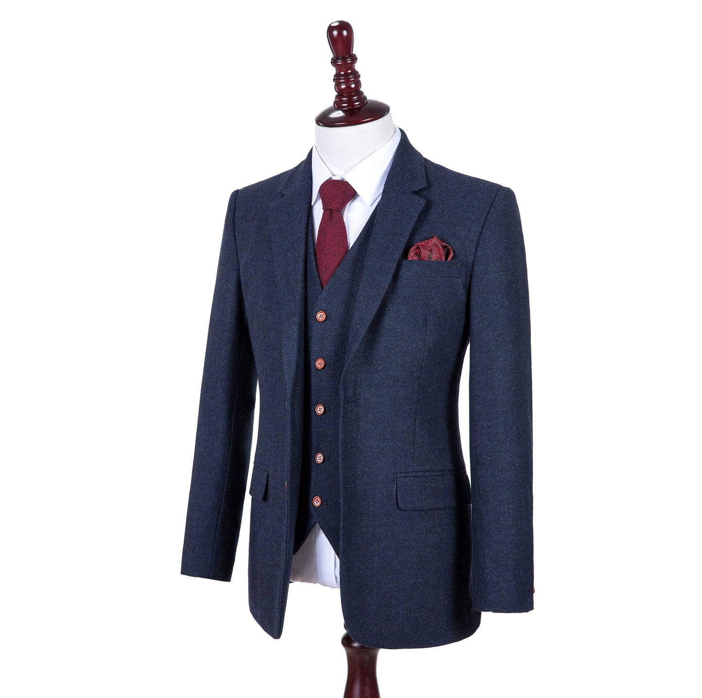 Classic Navy Barleycorn Tweed Suit