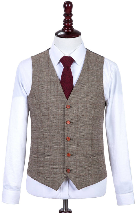 Brown Prince of Wales Tweed Waistcoat