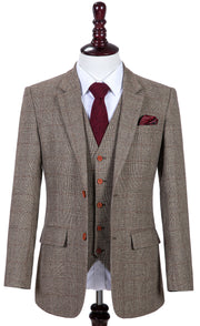 Brown Prince of Wales Tweed Fabric Sample