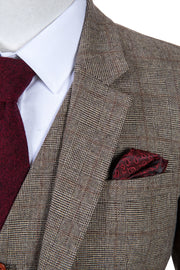 Brown Prince of Wales Tweed Fabric Sample