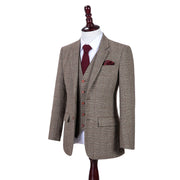 Brown Prince of Wales Tweed 3 Piece Suit