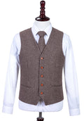 Light Brown Herringbone Tweed Waistcoat