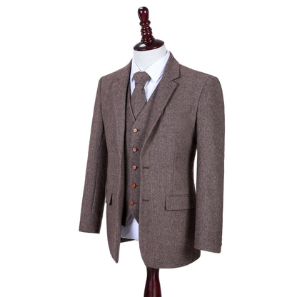 Light Brown Herringbone Tweed Suit