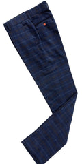 Navy Overcheck Twill Tweed Trousers