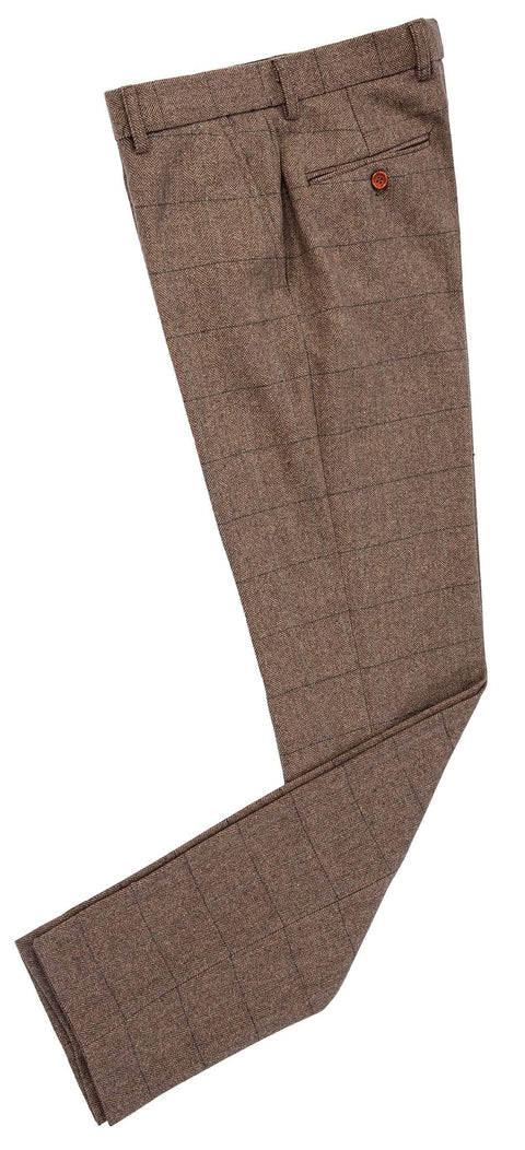 Traditional Brown Estate Herringbone Tweed Trousers