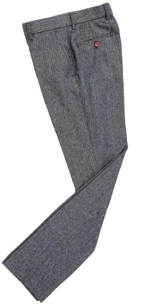 Classic Grey Herringbone Tweed Trousers