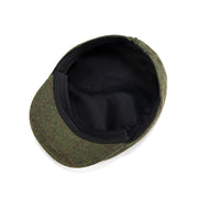 Olive Green Windowpane Tweed Flat Cap