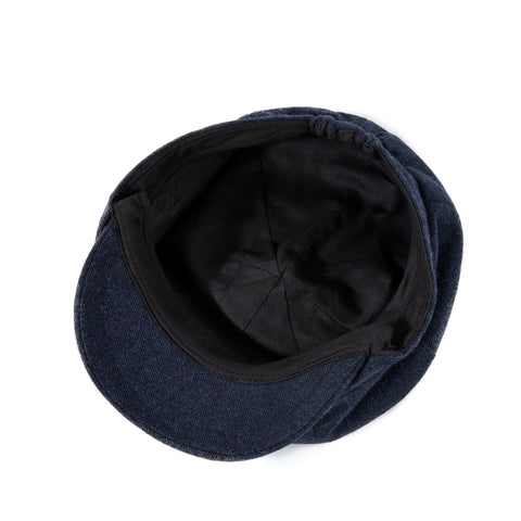 Classic Navy Barleycorn Tweed Flat Cap