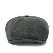 Green Herringbone Tweed Newsboy Cap