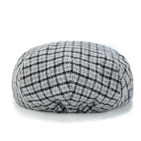 Grey Houndstooth Tweed Flat Cap