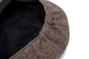 Light Brown Herringbone Tweed Flat Cap