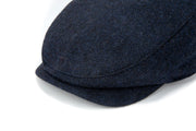 Navy Herringbone Tweed Flat Cap