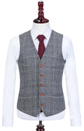 Light Grey Houndstooth Plaid Tweed Waistcoat