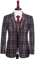 Brown Navy Plaid Tweed Jacket