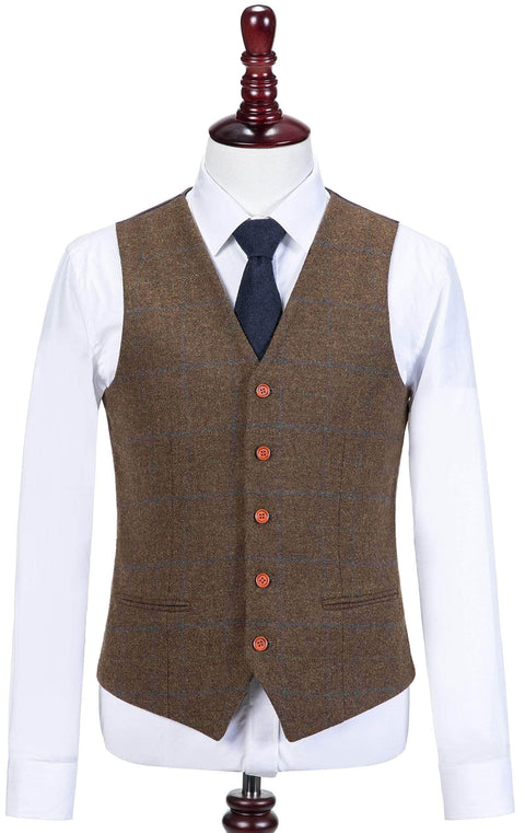 Brown Tattersall Tweed Waistcoat