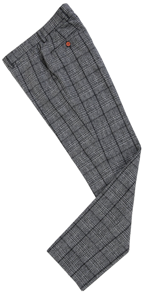 Light Grey Houndstooth Plaid Tweed Trousers